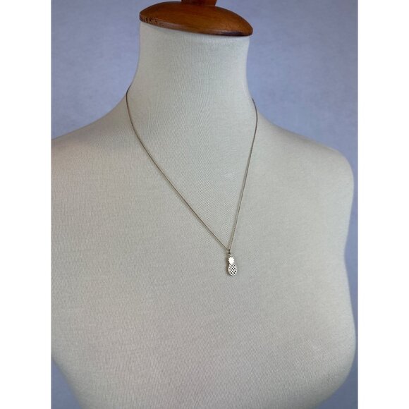 Gold Tone Pineapple Pendant Necklace 10" Adjustable Chain - Picture 1 of 6